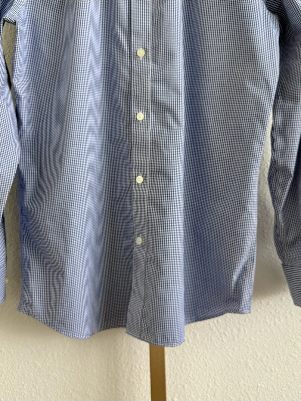Banana Republic No-Iron Regular Fit Blue & White Check Mens Cotton Dress Shirt M
